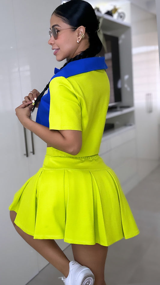 Conjunto falda corta princesa blusa combinada cart