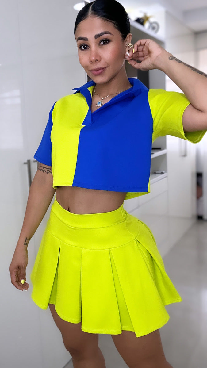 Conjunto falda corta princesa blusa combinada cart