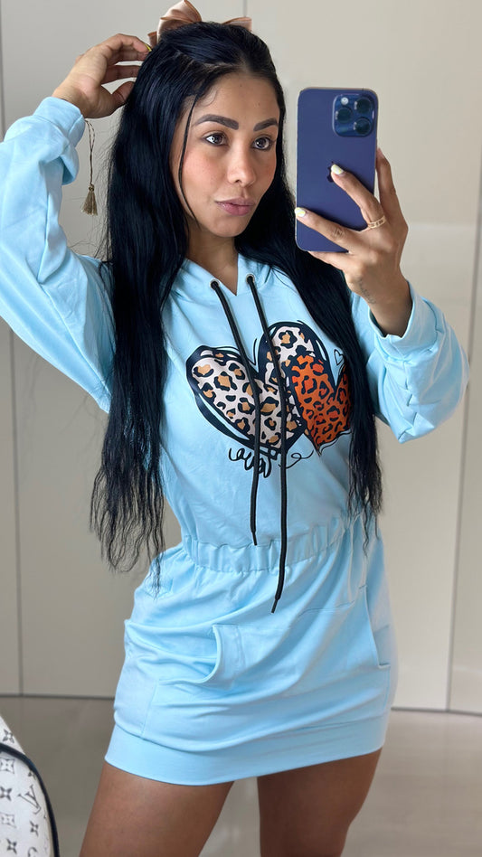 Vestido capucha dtf corazones