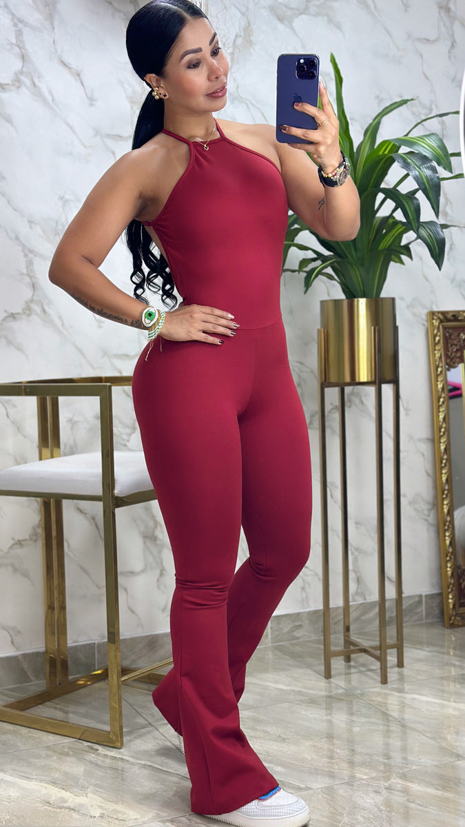 Enterizo escotado tiras cruzadas